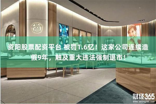 资阳股票配资平台 被罚1.6亿！这家公司连续造假9年，触及重大违法强制退市！